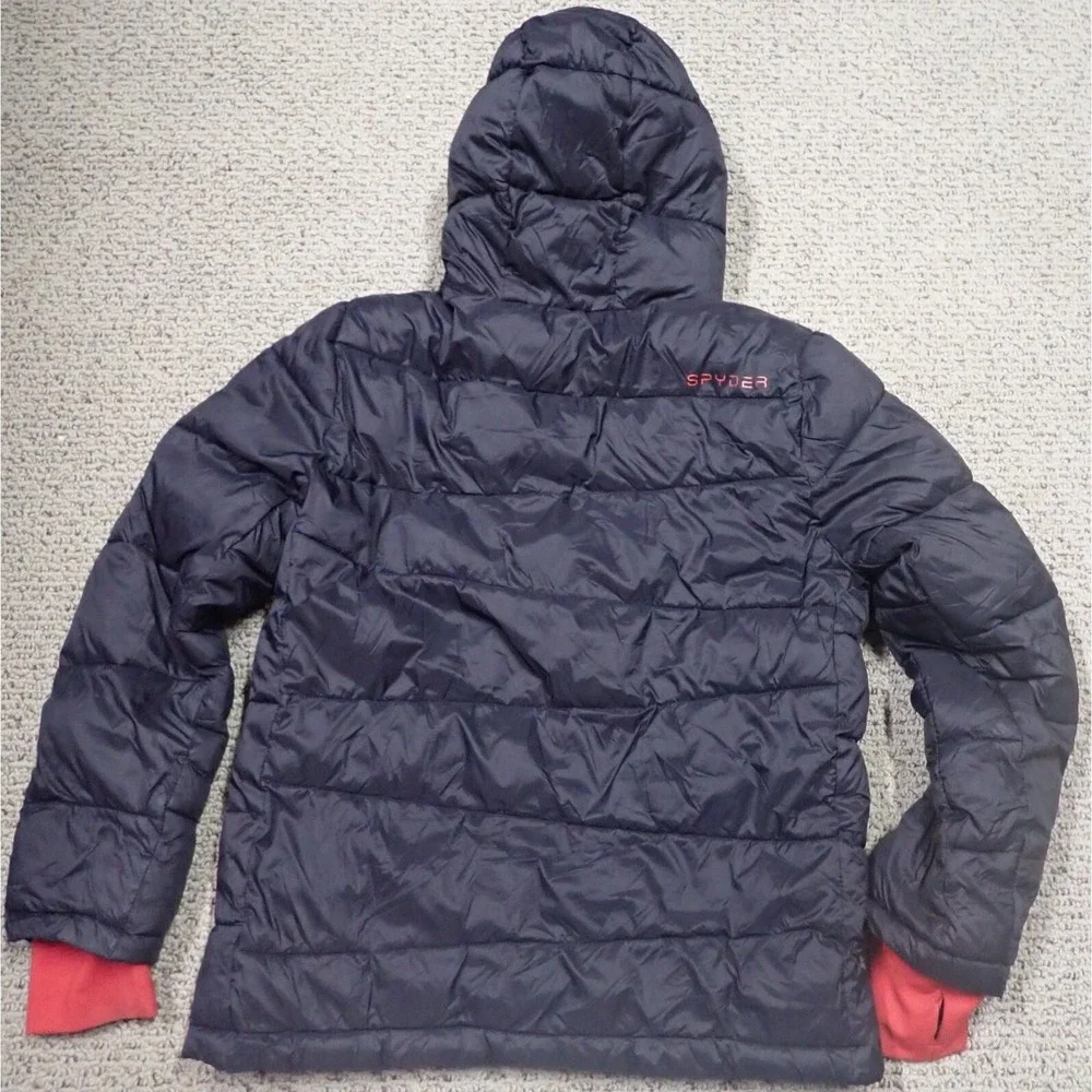 Spyder Puffer Jacket Kids Size L 14/16‎ Black Excellent Hooded Thumbhole Cuffs